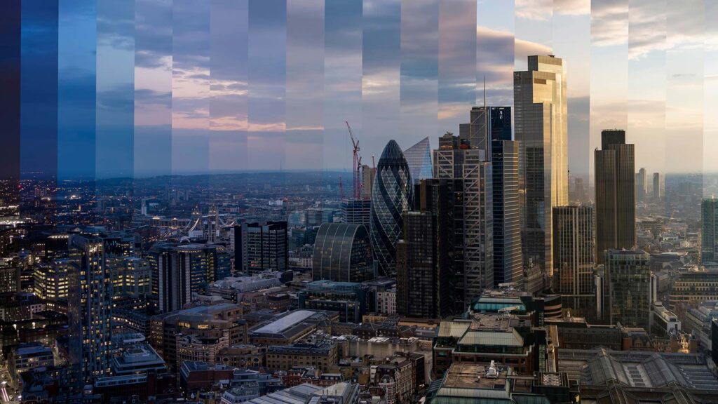 London day and night timelapse images stitched together